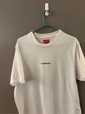 Supreme White Tee with Small Navy Logo